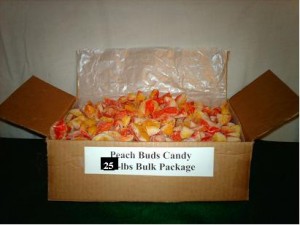 25-LB BULK BOX OF PEACH BUDS CANDY